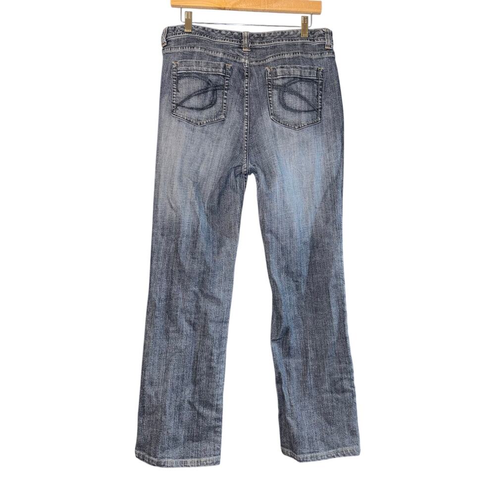 Chicos Platinum Straight Leg Jeans Women's 10 (1.5) Stretch Denim Medium Wash